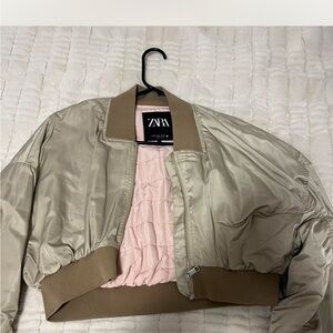 Zara Women's Beige Bomber Jacket